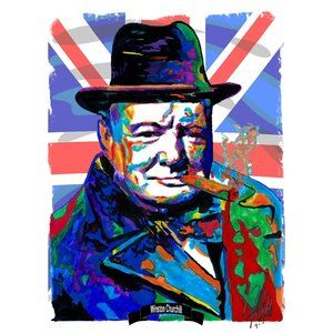Winston Churchill Prime Minister United Kingdom Poster Print Wall Art 18x24
